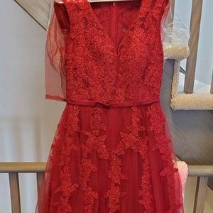 Red/maroon engagement dress